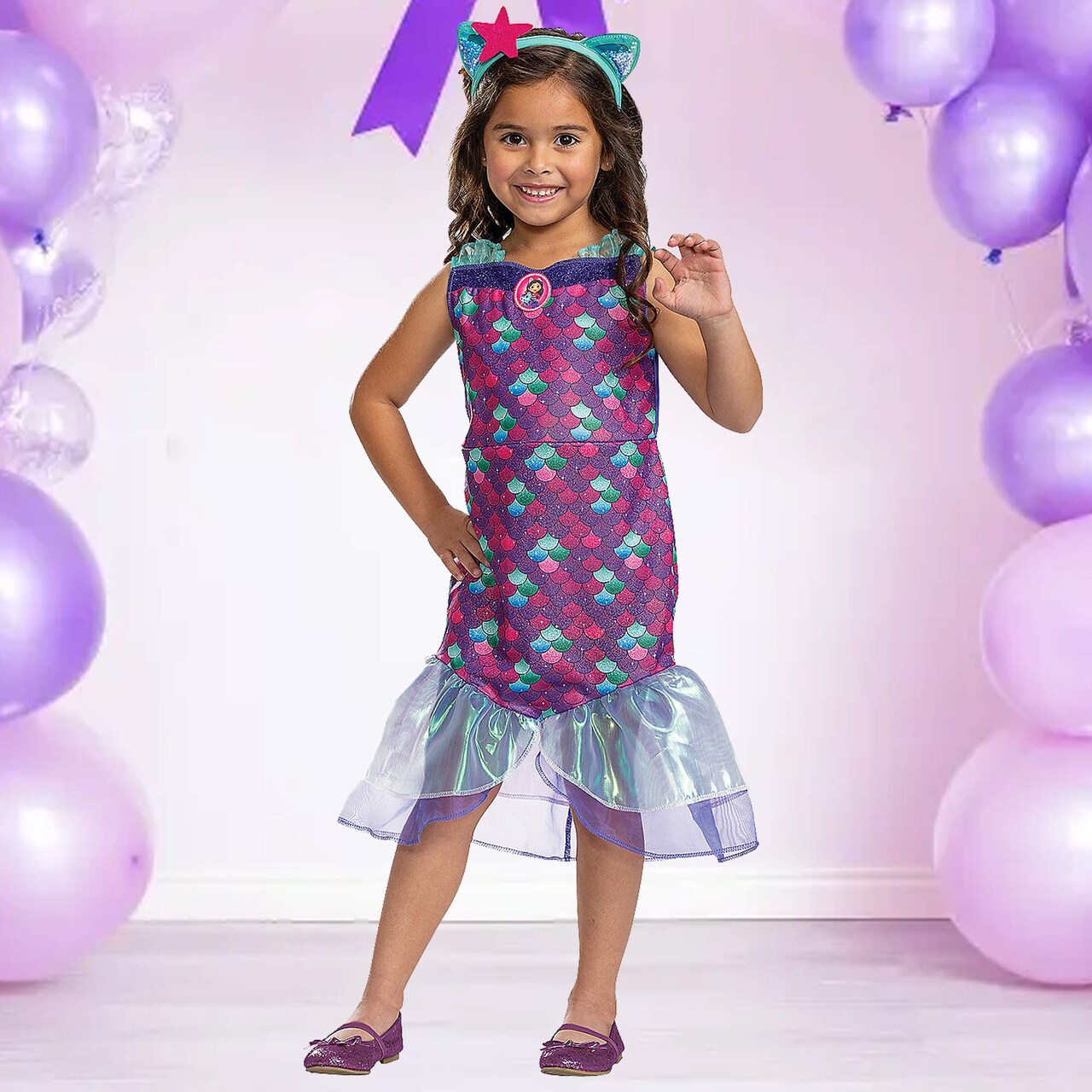 Toddler Gabby’s Dollhouse Mercat Costume Official Netflix Character Outfit with Dress & Headpiece